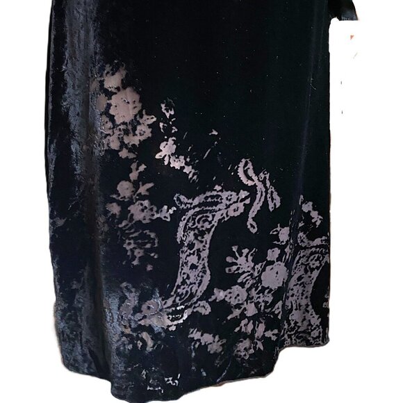 Vintage burnt velvet black midi frilly dress with flowy sleeves - Picture 14 of 16